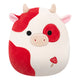 Squishmallows Little Plush 7.5 inch Claudio The Cream And Burgundy Spotted Cow With Mushroom Embroidery