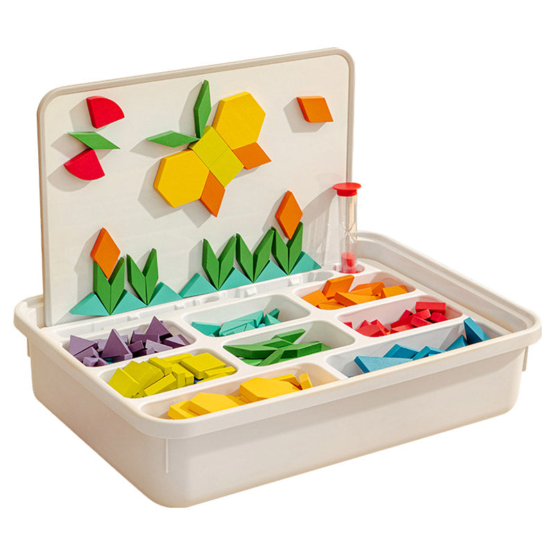 Mideer Magnetic Wooden Geometry Blocks 250-piece set with whiteboard