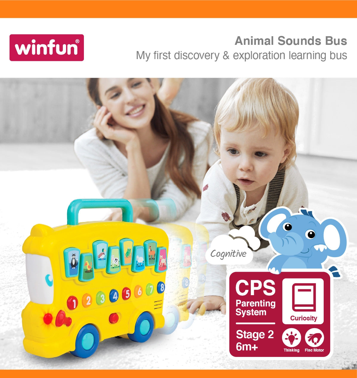 WinFun Animal Sounds Bus Arabic edition baby toy